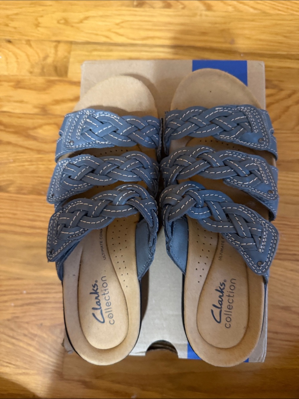 Clarks blue/gray sandals. Worn once and in excellent condition. - Size 6.5